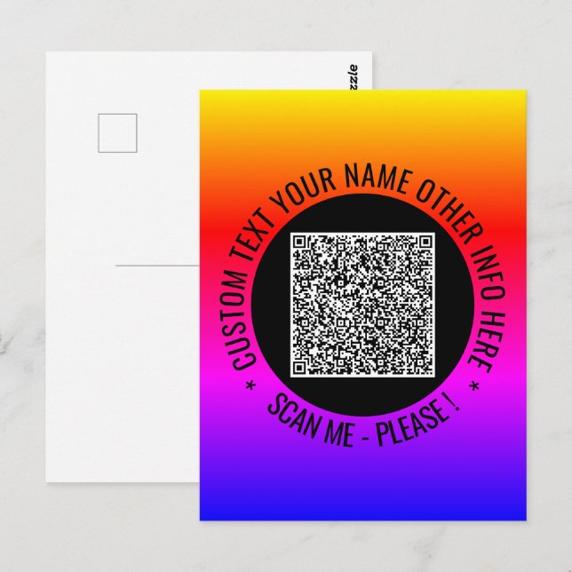 Color QR Code Custom Text Greeting Card Template (Front/Back)
