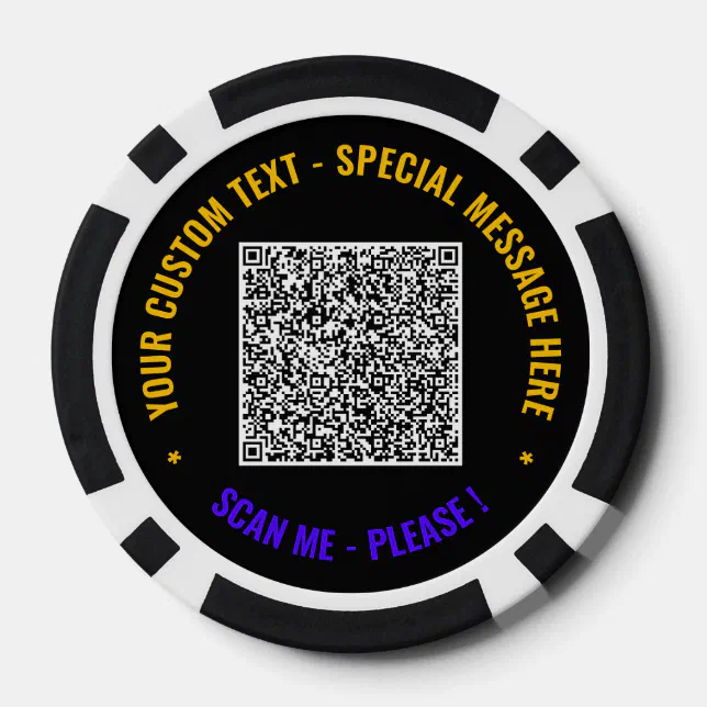 Color QR Code Custom Text Poker Chips Your Colors | Zazzle