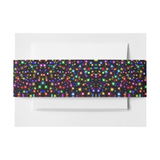 Color Rainbow Sparkle Fireworks Invitation Belly Band (Front Example)