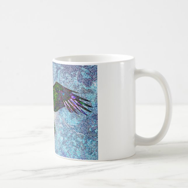 Color Raven On Blue Coffee Mug (Right)