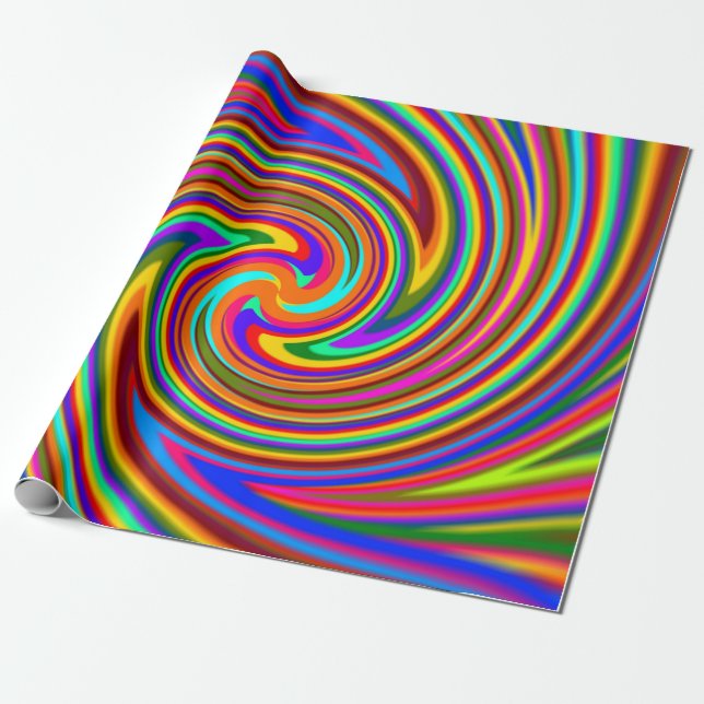 Color Rays Rainbow Swirl Wrapping Paper (Unrolled)