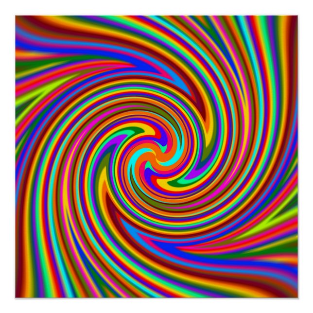 Color Rays Swirl Rainbow Poster (Front)
