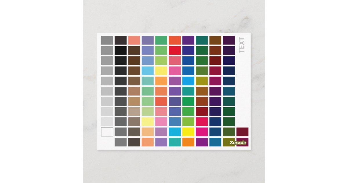Color Reference Chart Postcard | Zazzle