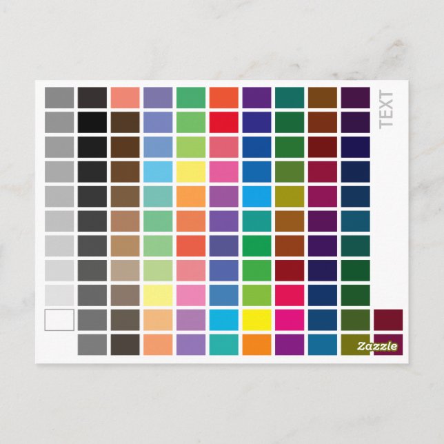 Color Reference Chart Postcard (Back)