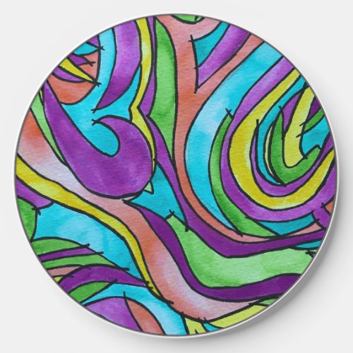 Color Rhythm_Hand Painted Abstract Watercolor Art Wireless Charger