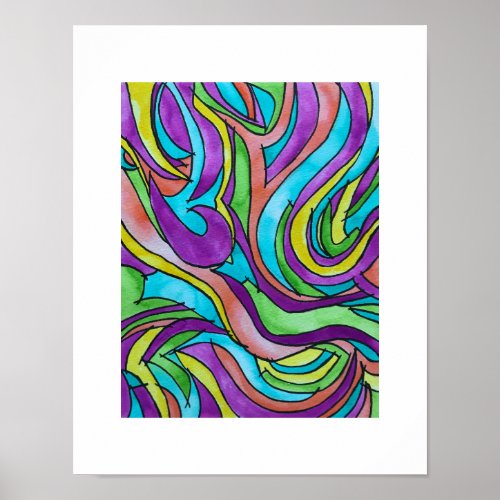 Color Rhythm_Psychedelic Abstract Watercolor Art Poster