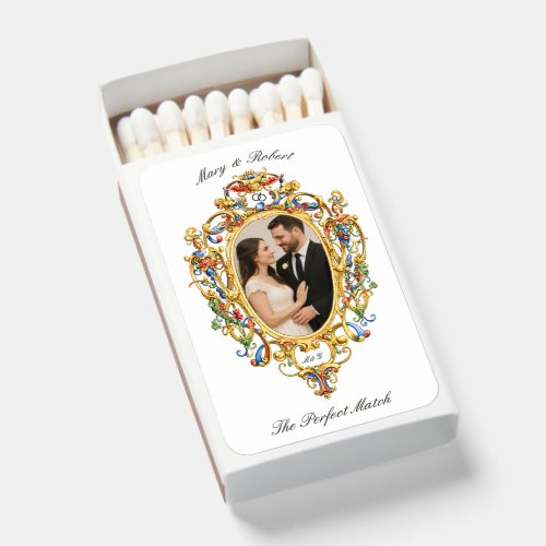 Color Rococo Cartouche Photo Template Wedding Matchboxes