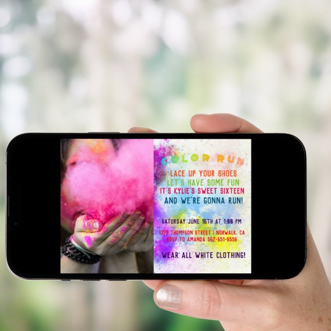 Color Run Birthday Party Invitation (Front Digital)