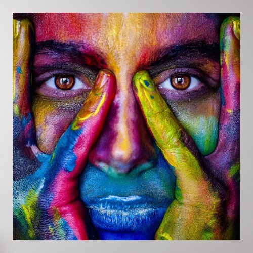 color run rainbow paint mask portrait poster