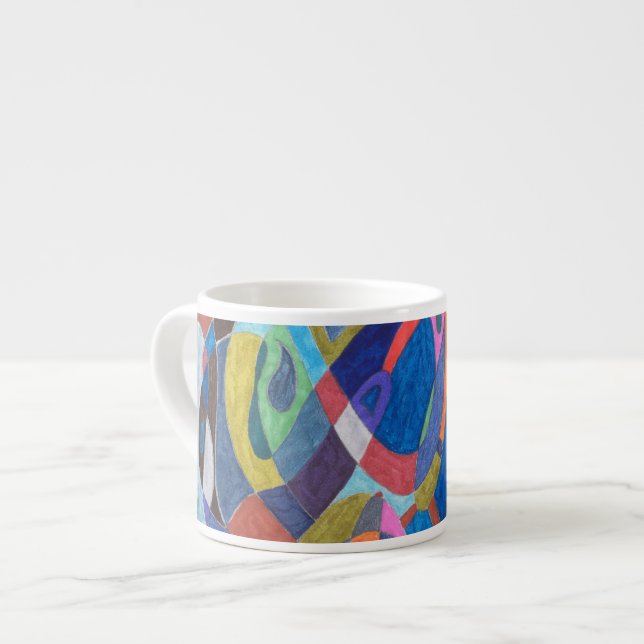 "Color Rush" Abstract Art Espresso Cup (Front Left)