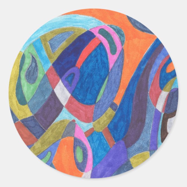 "Color Rush" Abstract Classic Round Sticker (Front)
