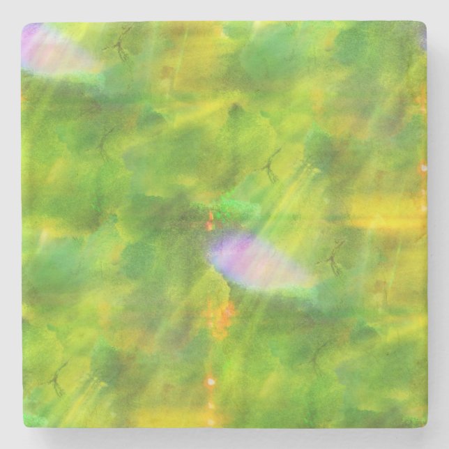 color seamless background green, yellow stone coaster (Front)