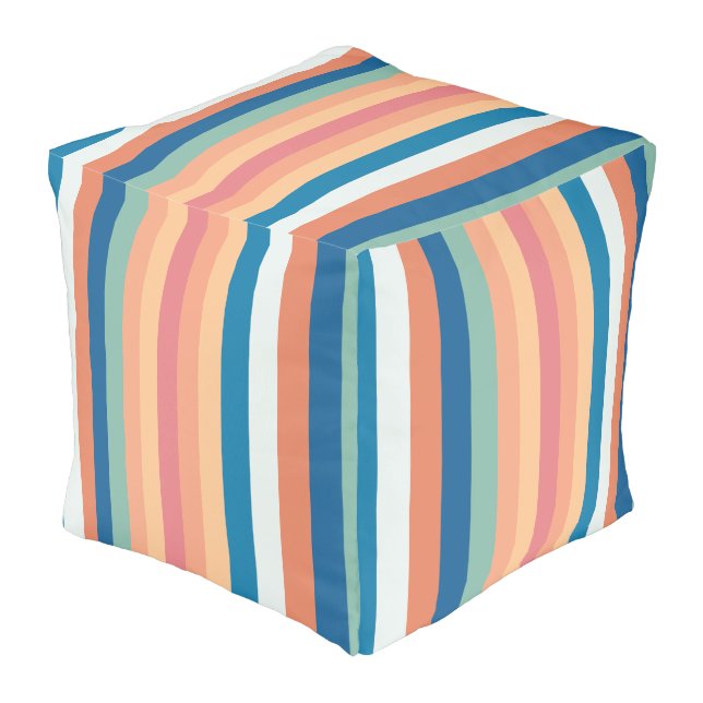 Color Shade Stripes Pouf (Angled Front)