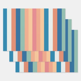 Color Shade Stripes Wrapping Paper Sheets