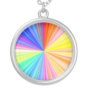 Color Shade Wheel - Rainbow Extreme Silver Plated Necklace