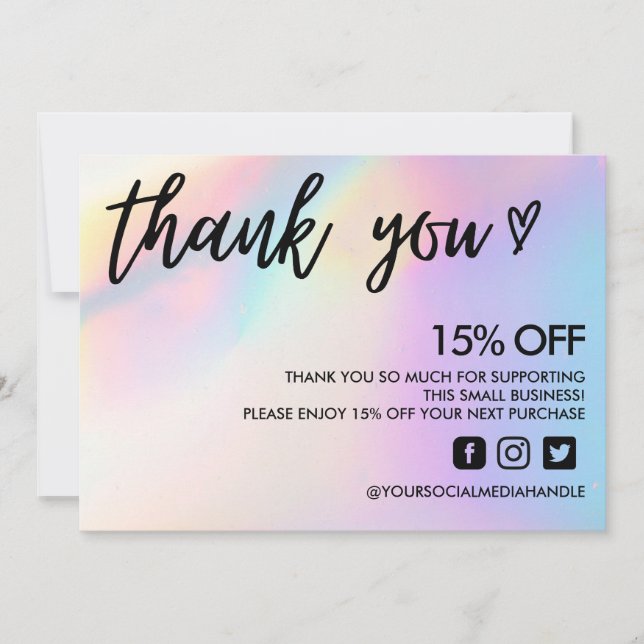 Color Shift Thank You Heart Invitation (Front)