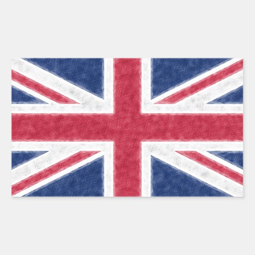 Color Sketch Effect UK Flag Union Jack Rectangular Sticker