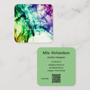 Color smoke square business card