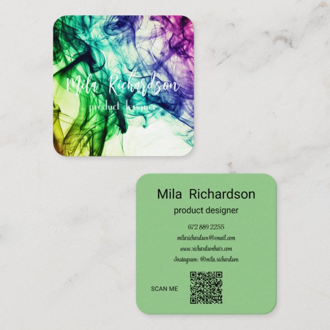 Color smoke square business card (Front/Back)