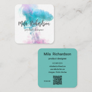 Color smoke square business card