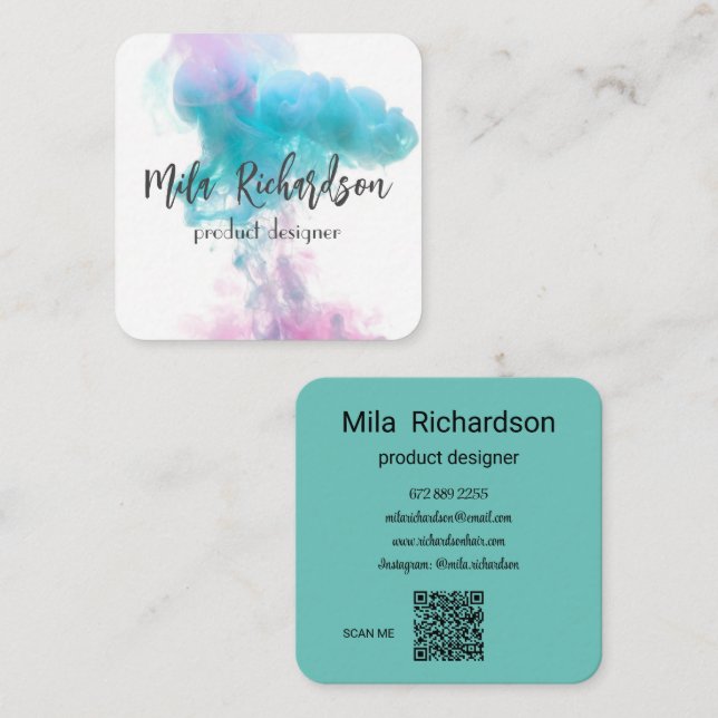 Color smoke square business card (Front/Back)