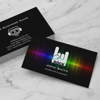 Color Soundwave Rock Skull Dj Music Business Card by BlackEyesDrawing at Zazzle