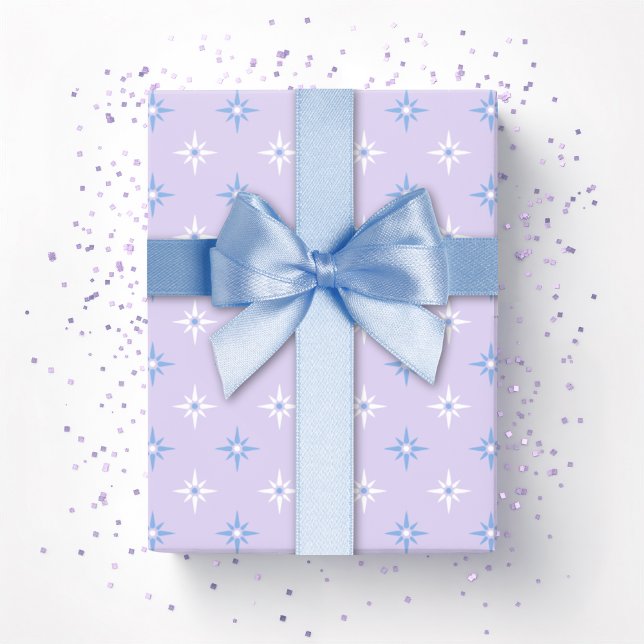 Color Sparkle Stars in Blue and Purple Wrapping Paper (Creator Uploaded)