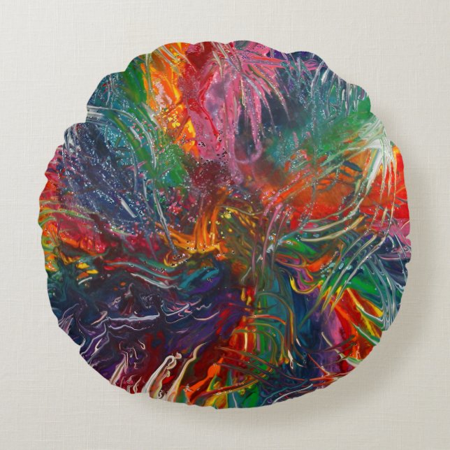 Color Spectrum Pinwheel Round Pillow (Front)