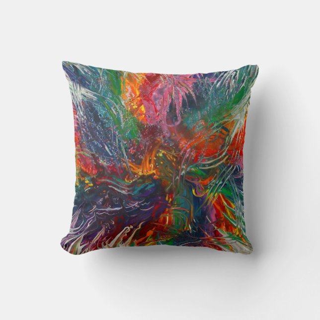 Color Spectrum Pinwheel Throw Pillow (Front)