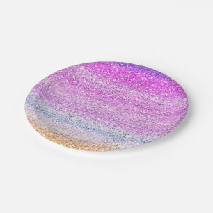 Color Spectrum Sparkle Effect Paper Plates