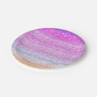 Color Spectrum Sparkle Effect Paper Plates