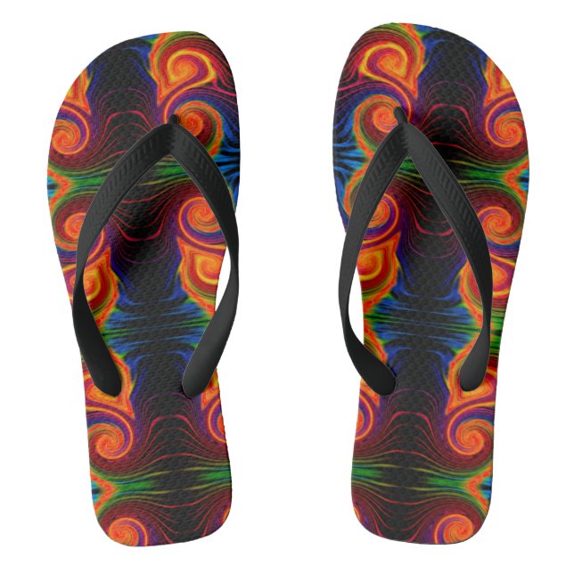Color Spectrum Swirl Flip Flops (Footbed)
