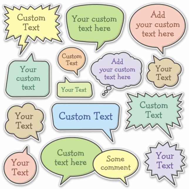 Color Speech Bubble Sticker Set (Front)