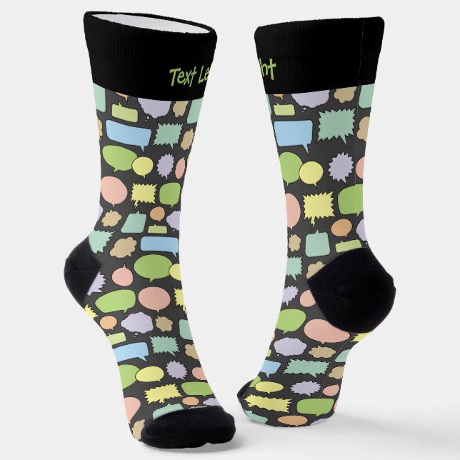 Color Speech Bubbles Pattern Socks (Angled)