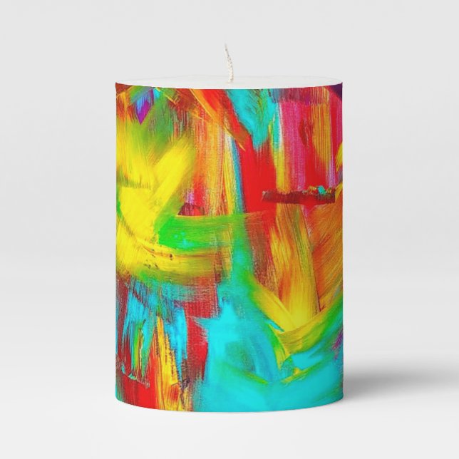 Color Splash 3" x 4" Pillar Candle (Front)