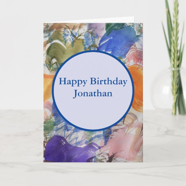 Color Splash Abstract Art Birthday Card (Front)