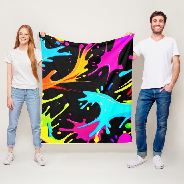 Color Splash: Abstract Art Fleece Blanket (In Situ)