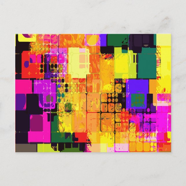 Color Splash Abstract Art Geometric Patterns Postcard (Front)
