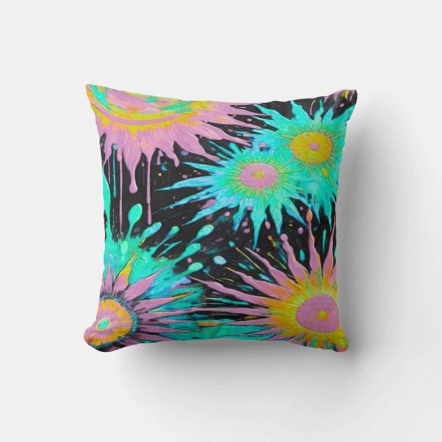 Color Splash Abstract Art Throw Pillow (Front)