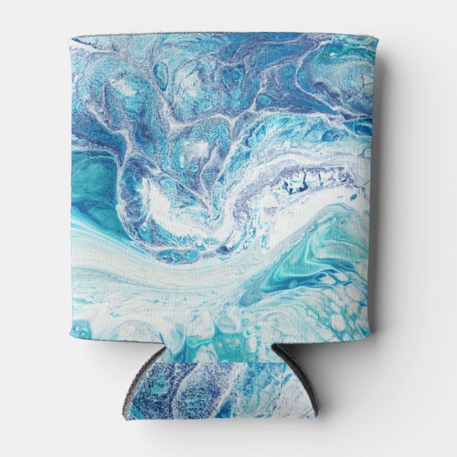 Color Splash: Acrylic Abstract Background Can Cooler (Front)