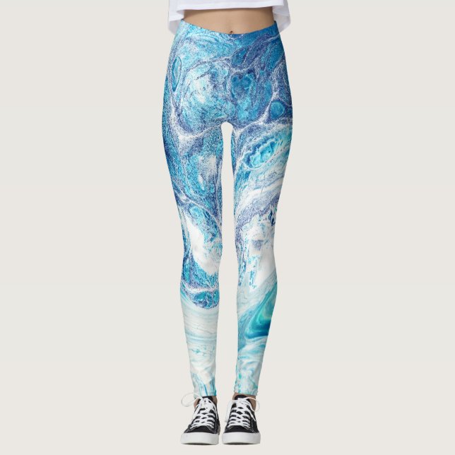 Color Splash: Acrylic Abstract Background Leggings (Front)