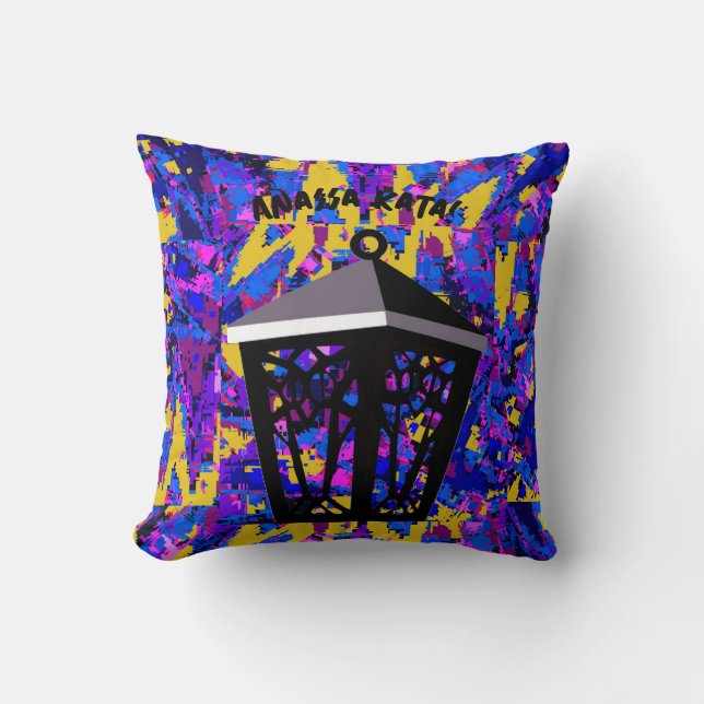 Color Splash Anassa Kata Owl Lantern Throw Pillow (Front)