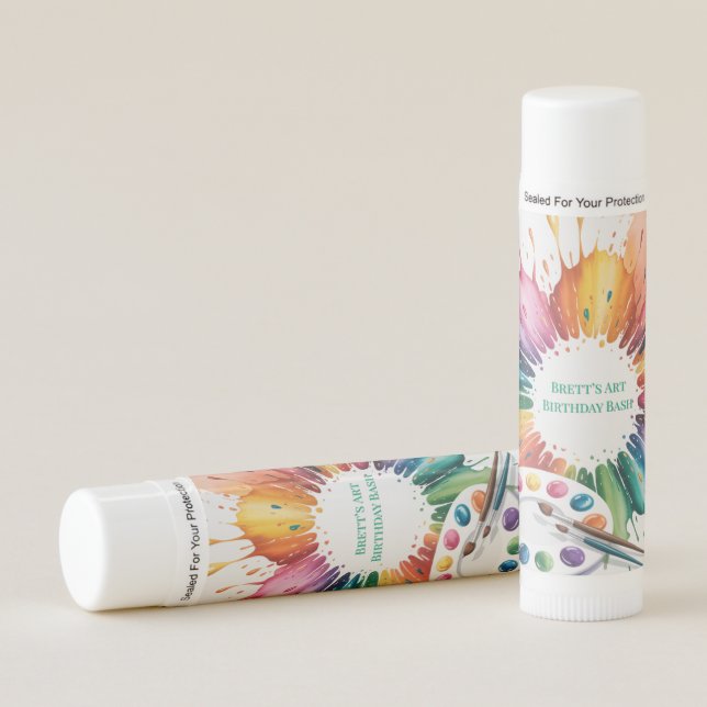 Color Splash Art Birthday Bash Favor Lip Balm (Front)