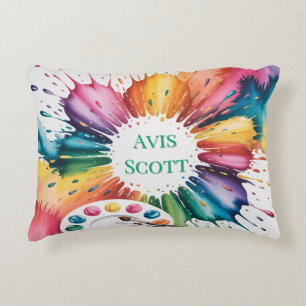 Color Splash Art Birthday Gift Accent Pillow