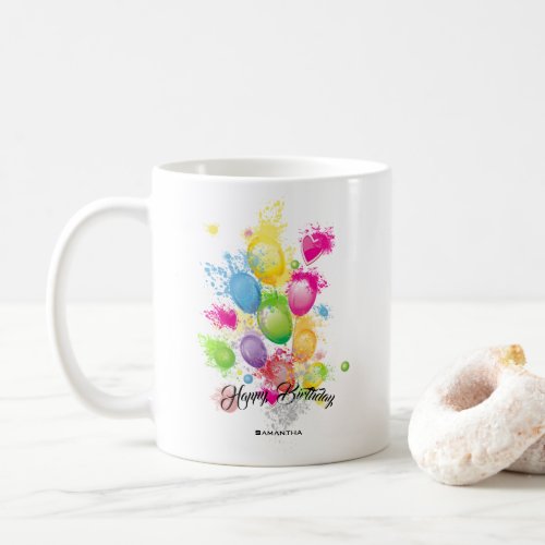 Color Splash Birthday Balloons Coffee Mug