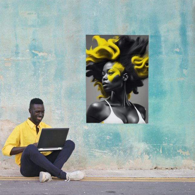 Color Splash Blonde on Black Hair Poster (Creator Uploaded)