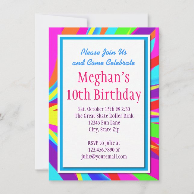 Color Splash Bold Birthday Party Invitations (Front)