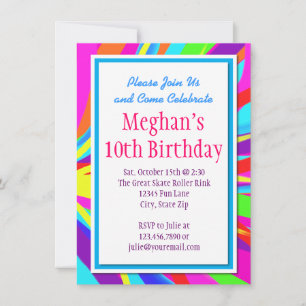 Color Splash Bold Birthday Party Invitations
