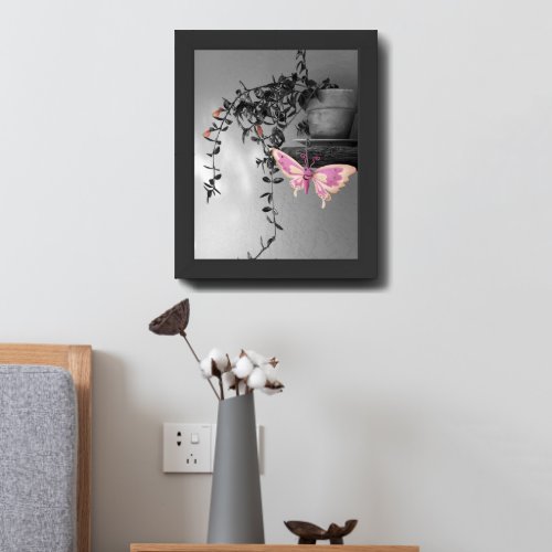 Color Splash Butterfly Still Life Photograph Framed Art