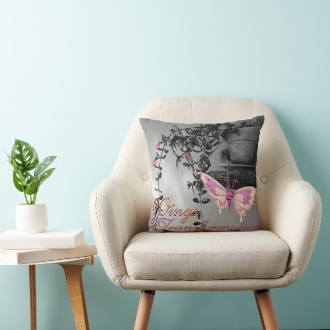 Color Splash Butterfly Still Life Photograph Throw Pillow (Chair)